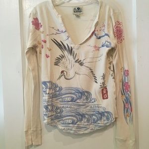 Lucky Cream Waffle Tee with Print